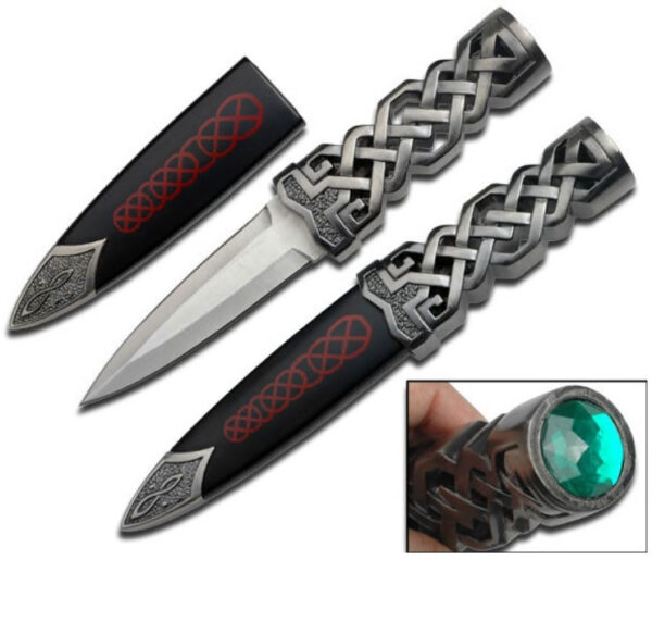 9" Green Jewel Ceremonial Celtic Boot Blade Dagger Knife