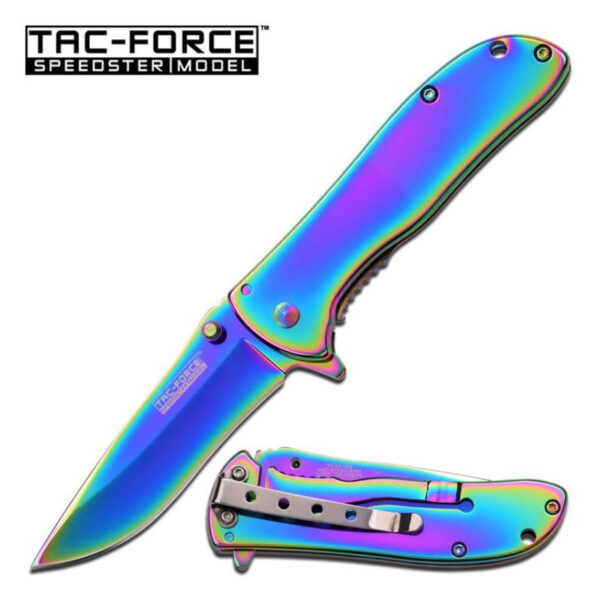 Speedster Model Spring Assisted Folding Knife Rainbow Titanium