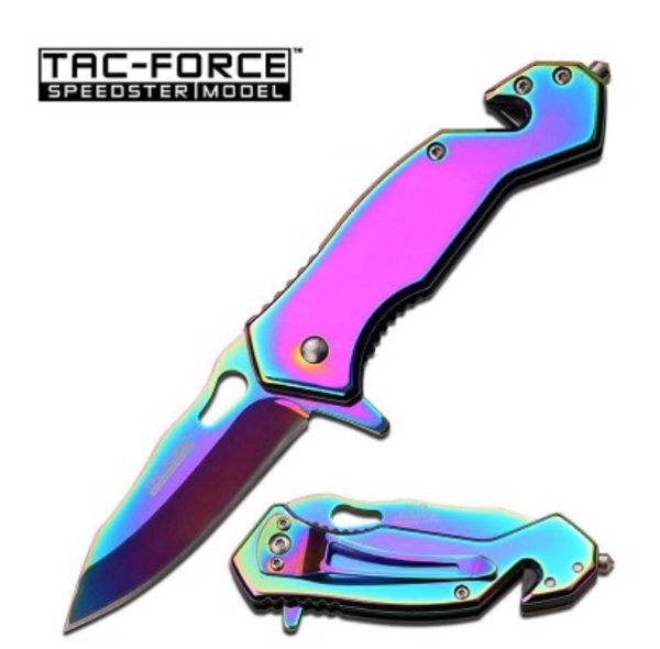 Mirror Rainbow Tactical Rescue EDC Spring Assisted Folding Pocket Knife