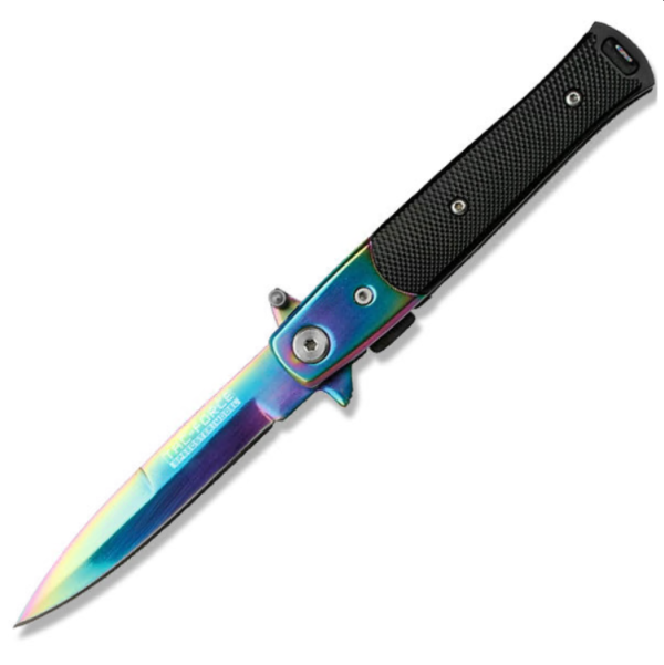 4 Inch Closed Titanium Stiletto Style Assisted Knife With G-10 Handle