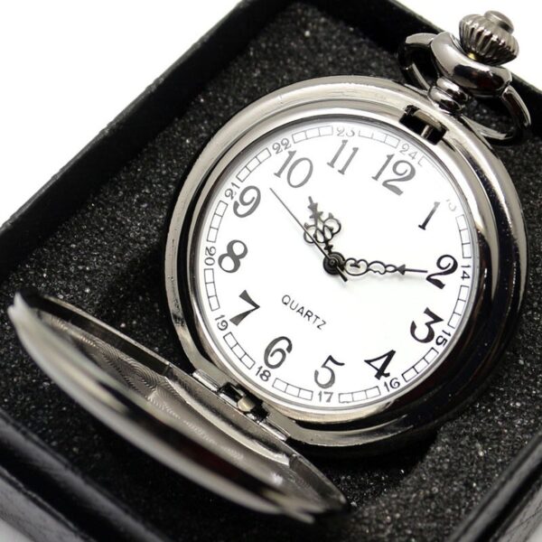 Unisex Quartz Stainless Steel Double Sided Pocket Watch